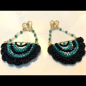 Fabulous crochet & stone chandelier earrings